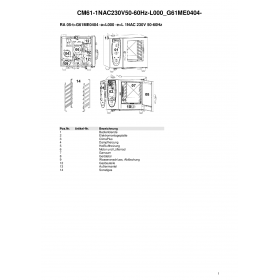 Деталировка Пароконвектомат газ. Rational CM61-1NAC230V50-60Hz-L000 G61ME0404-