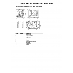 Деталировка Пароконвектомат газ. Rational CM61-1NAC230V50-60Hz-R000 G61ME0404-