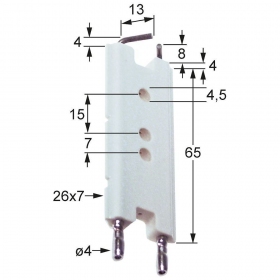 Электрод зажигания Д1 4мм Д2 8мм Д4 13/8мм присоединение ø4 Д1 ø 26x7мм шаг крепления 15/7мм 20680153