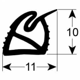 Уплотнитель Ш 305мм Д 1000мм короткая сторона открыт. для панели управления 51051012