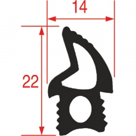 Уплотнитель дверной профиль 14x22 Д 1900мм для печки KGN1353A