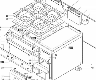 Деталировка для плиты с панелью накаливания Angelo-Po 2D1FAS2G