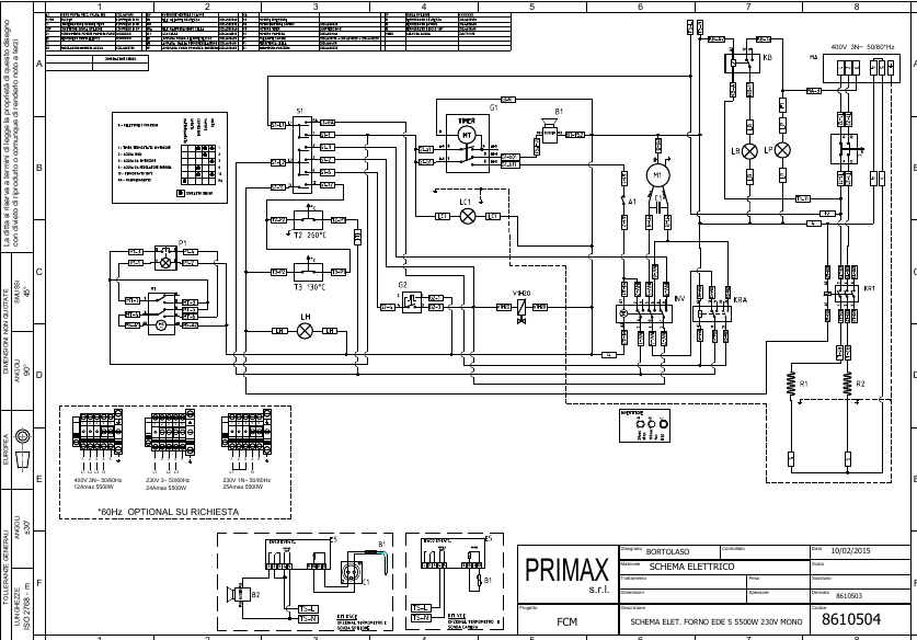 Деталировка для EDE905HS_8610504_SCHEMA ELETTRICO EDE 5 GN11 RES. 2x2750W 230V .dwg (1)